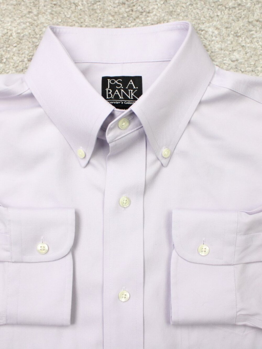 Jos A Bank Shirt Mens 15 1/2, 33 Purple Traveler Tailored Fit Cotton Long Sleeve